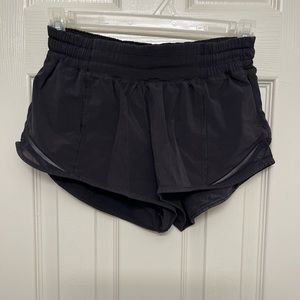 Lululemon low-rise 2.5” Hotty hot shorts. Color: black. Size: 4.